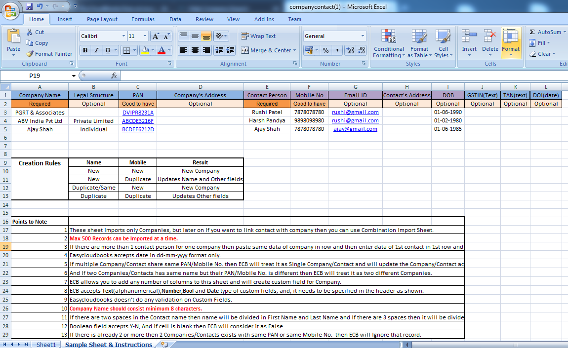 Import Companies with Contacts